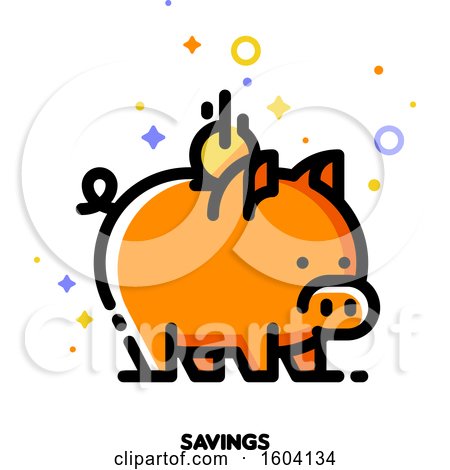 Clipart of a Piggy Bank Savings Icon - Royalty Free Vector Illustration by elena