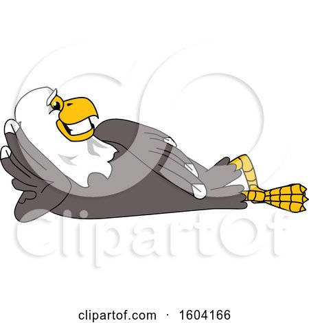 Clipart of a Bald Eagle School Mascot Character Relaxing - Royalty Free Vector Illustration by Mascot Junction