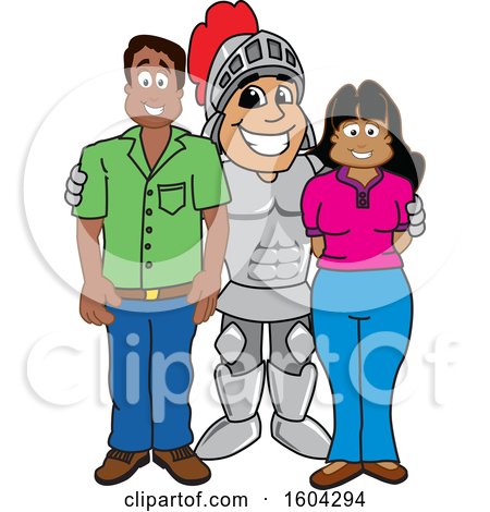 Clipart of a Knight School Mascot Character with Parents - Royalty Free Vector Illustration by Mascot Junction