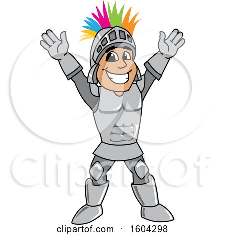 Clipart of a Knight School Mascot Character with a Mohawk - Royalty Free Vector Illustration by Mascot Junction