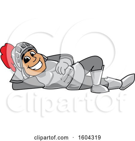 Clipart of a Knight School Mascot Character Relaxing - Royalty Free Vector Illustration by Mascot Junction