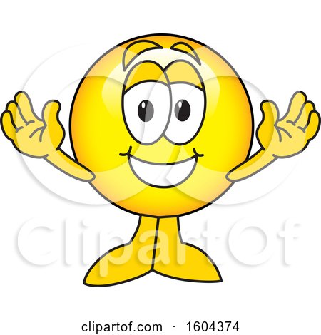 Clipart of a Smiley Emoji School Mascot Character Welcoming - Royalty Free Vector Illustration by Mascot Junction