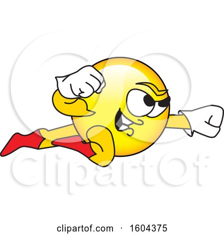 Clipart of a Smiley Emoji School Mascot Character Super Hero - Royalty Free Vector Illustration by Mascot Junction