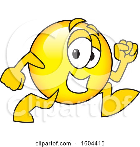 Clipart of a Smiley Emoji School Mascot Character Running - Royalty Free Vector Illustration by Mascot Junction
