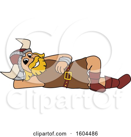 Clipart of a Male Viking School Mascot Character Relaxing - Royalty Free Vector Illustration by Mascot Junction