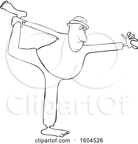 Clipart of a Chubby Black Man Stretching or Doing Yoga - Royalty Free Vector Illustration by djart