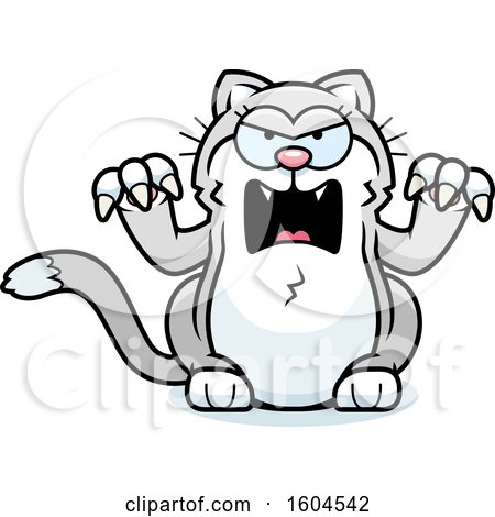 Clipart of a Cartoon Angry Kitty Cat - Royalty Free Vector Illustration by Cory Thoman