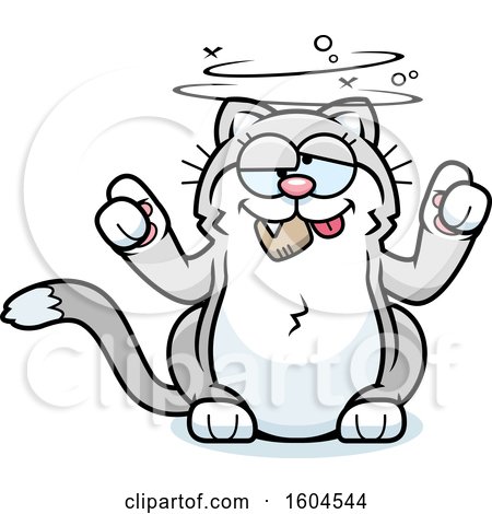 Clipart of a Cartoon Kitty Cat Under the Influence of Cat Nip - Royalty Free Vector Illustration by Cory Thoman