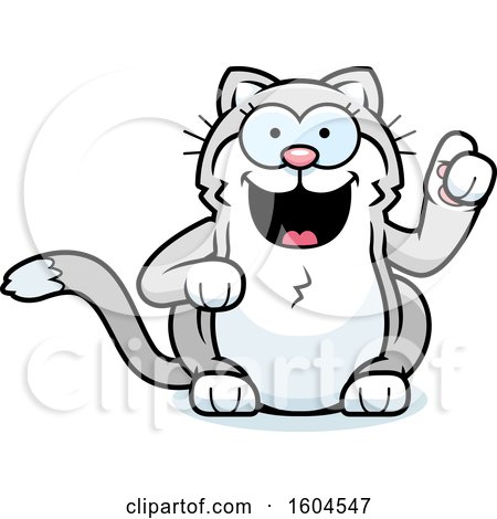 Clipart of a Cartoon Kitty Cat with an Idea - Royalty Free Vector Illustration by Cory Thoman