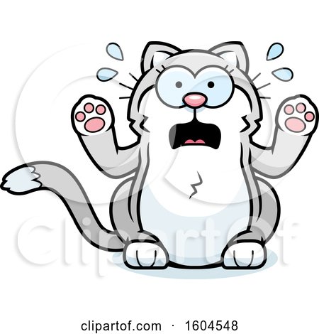 Clipart of a Cartoon Scared Kitty Cat - Royalty Free Vector Illustration by Cory Thoman