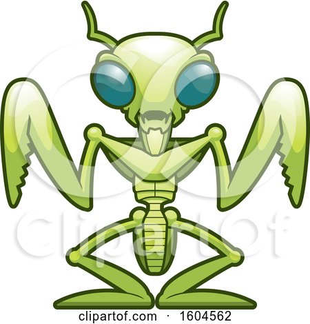 Clipart of a Green Praying Mantis Monster - Royalty Free Vector Illustration by Cory Thoman