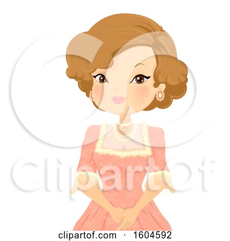 Clipart of a Victorian Woman Wearing a Pretty Dress and Jewelry - Royalty Free Vector Illustration by BNP Design Studio