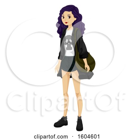 Clipart of a Teen Girl in Urban Rock Fashion - Royalty Free Vector Illustration by BNP Design Studio
