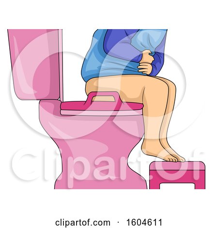 Clipart of a Toddler Holding His Belly While Sitting on a Toilet - Royalty Free Vector Illustration by BNP Design Studio