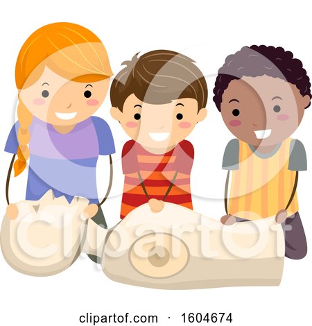 Clipart of a Groupof Children Performing CPR on a Dummy - Royalty Free Vector Illustration by BNP Design Studio