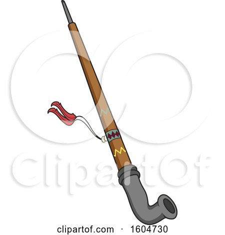 Clipart of a Native American Shaman Ceremonial Pipe - Royalty Free Vector Illustration by BNP Design Studio
