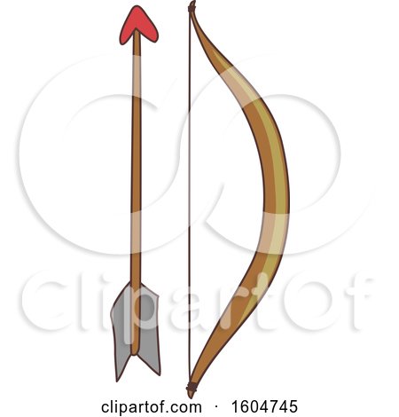 Clipart of a Native American Indian Bow and Arrow - Royalty Free Vector Illustration by BNP Design Studio