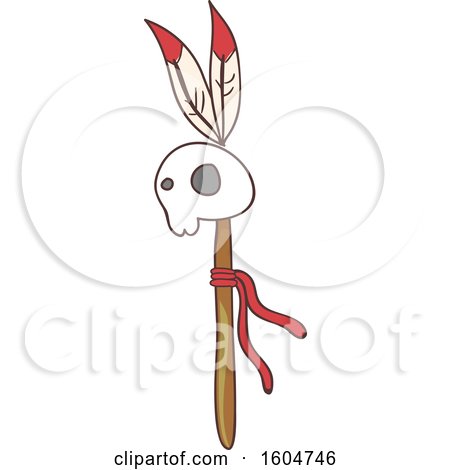 Clipart of a Native American Indian Skull Stick - Royalty Free Vector Illustration by BNP Design Studio