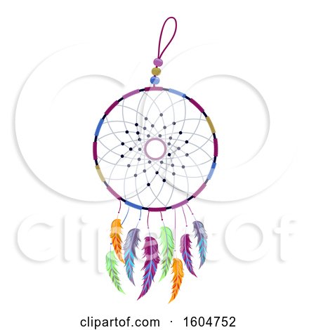 Clipart of a Dream Catcher with Colorful Feathers - Royalty Free Vector Illustration by BNP Design Studio