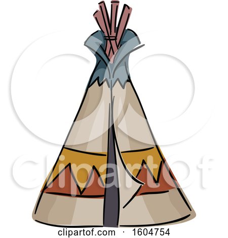 Clipart of a Sketched Native American Tipi - Royalty Free Vector Illustration by BNP Design Studio