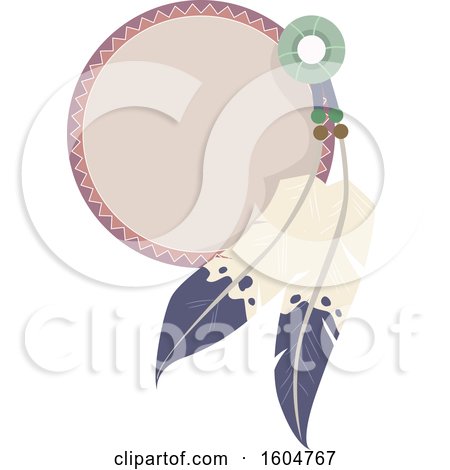 Clipart of a Round Label with Feathers - Royalty Free Vector Illustration by BNP Design Studio