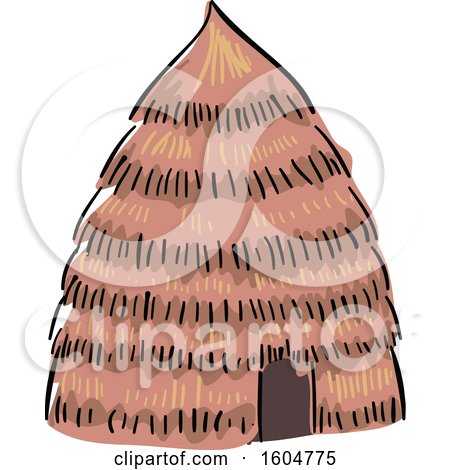 Clipart of a Native American Hut Dwelling - Royalty Free Vector Illustration by BNP Design Studio