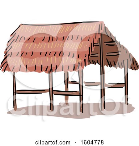 Clipart of a Native American Straw Hut Dwelling - Royalty Free Vector Illustration by BNP Design Studio