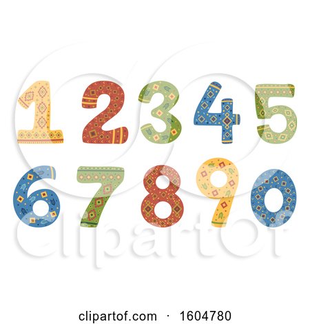 Clipart of Native American Styled Numbers - Royalty Free Vector Illustration by BNP Design Studio