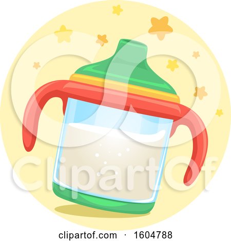 Clipart of a Sippy Cup Filled with Milk - Royalty Free Vector Illustration by BNP Design Studio