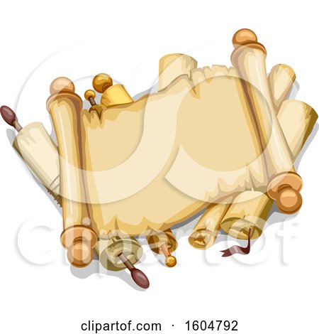 Clipart of a Blank Open Scroll on Top of Others - Royalty Free Vector Illustration by BNP Design Studio