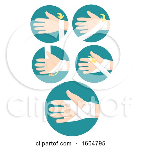 Clipart of Steps How to Apply Bandage Hands As First Aid Training - Royalty Free Vector Illustration by BNP Design Studio