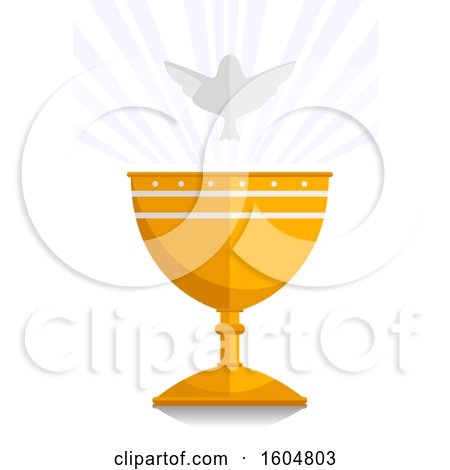 Clipart of a Gold Chalice and a White Dove - Royalty Free Vector Illustration by BNP Design Studio
