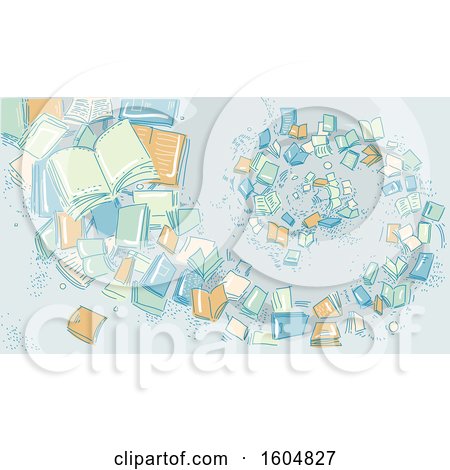 Clipart of a Sketched Spiral of Books - Royalty Free Vector Illustration by BNP Design Studio