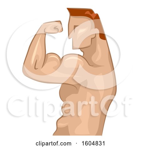 Clipart of a Profiled Bodybuilder Flexing His Biceps - Royalty Free Vector Illustration by BNP Design Studio