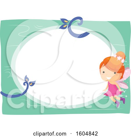 Clipart of a Frame with a Happy Red Haired Fairy - Royalty Free Vector Illustration by BNP Design Studio