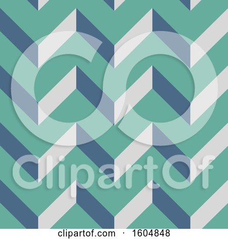 Clipart of a Green and Blue Seamless Chevron Background Pattern - Royalty Free Vector Illustration by BNP Design Studio