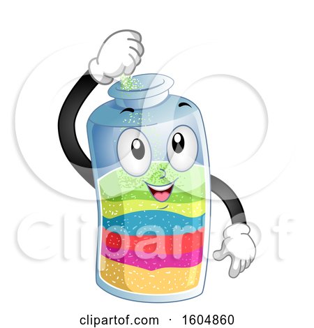 Clipart of a Sand Bottle Character Pouring Different Color Layers - Royalty Free Vector Illustration by BNP Design Studio