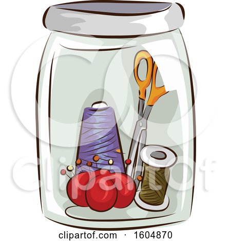 Clipart of a Sewing Kit - Royalty Free Vector Illustration by BNP Design Studio