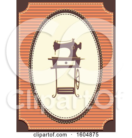 Clipart of a Vintage Sewing Machine in a Frame - Royalty Free Vector Illustration by BNP Design Studio