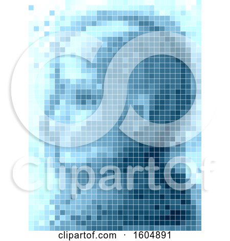 Clipart of a Pixel Art Man Profiled in Blue - Royalty Free Vector Illustration by BNP Design Studio