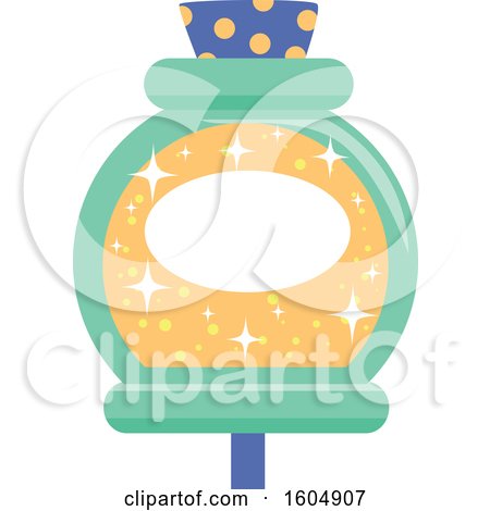 Clipart of a Gold and Green Potion Bottle - Royalty Free Vector Illustration by BNP Design Studio