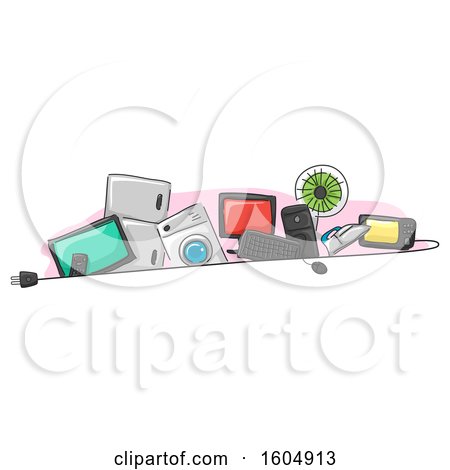Clipart of Home Appliances Behind an Electrical Plug - Royalty Free Vector Illustration by BNP Design Studio