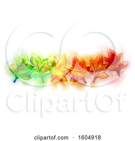 Clipart of a Design with Colorful Autumn Leaves and Flares, on a White Background - Royalty Free Vector Illustration by BNP Design Studio