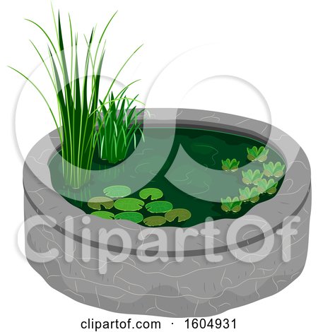 Clipart of a Garden Pod with Plants - Royalty Free Vector Illustration by BNP Design Studio
