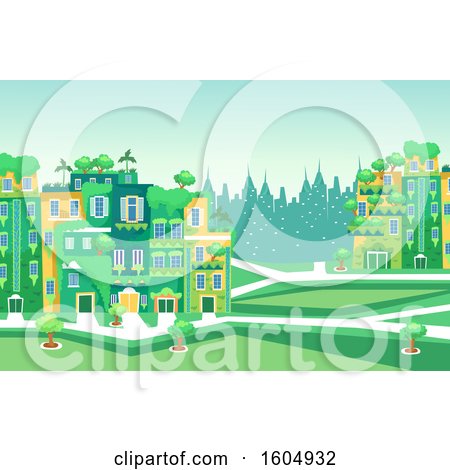 Clipart of a Garden City with Plants and Trees - Royalty Free Vector Illustration by BNP Design Studio