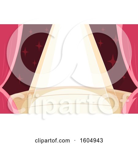 Clipart of a Spotlight on Stage with Red Curtains for a Play - Royalty Free Vector Illustration by BNP Design Studio