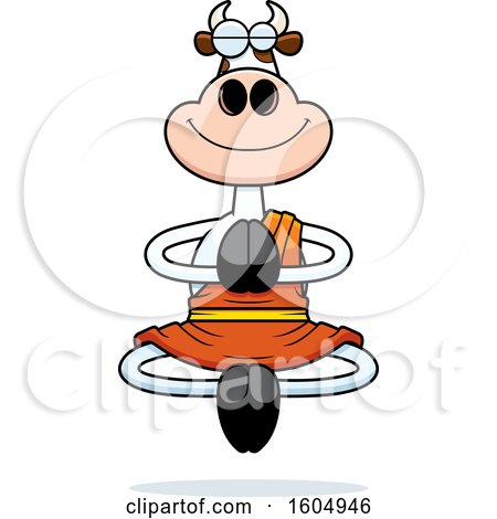 Clipart of a Cartoon Meditating Zen Cow - Royalty Free Vector Illustration by Cory Thoman