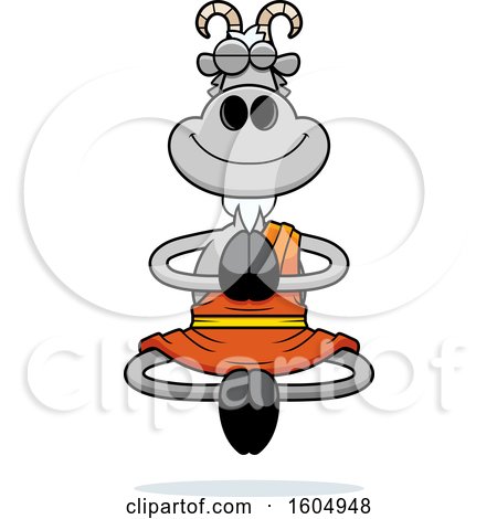 Clipart of a Cartoon Meditating Zen Goat - Royalty Free Vector Illustration by Cory Thoman