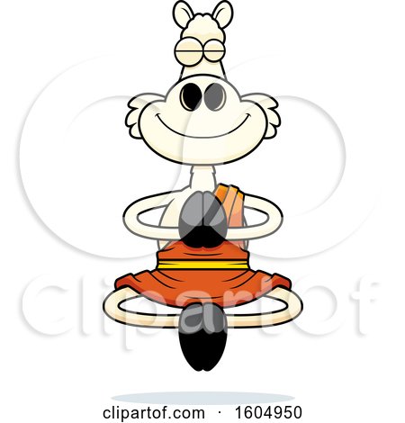 Clipart of a Cartoon Meditating Zen Llama - Royalty Free Vector Illustration by Cory Thoman