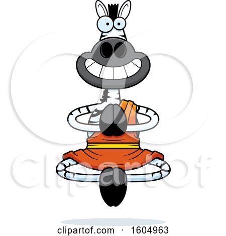 Clipart of a Cartoon Meditating and Grinning Zen Zebra - Royalty Free Vector Illustration by Cory Thoman